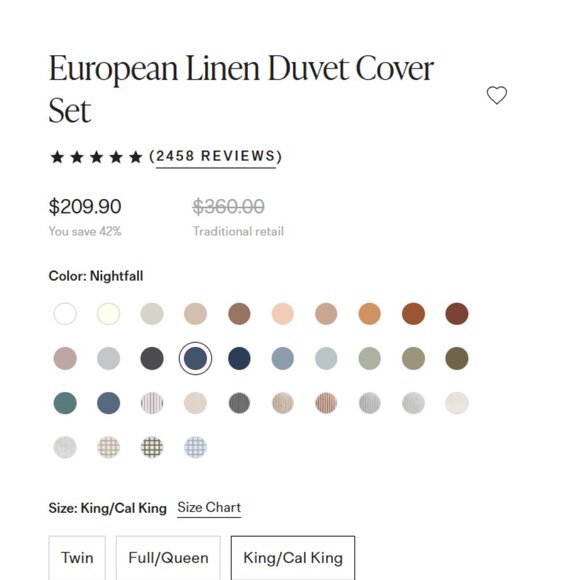 NWOT Quince European Linen Duvet King Cover Set Nightfall 2 Sham OEKO-TEX $209 - Picture 3 of 9